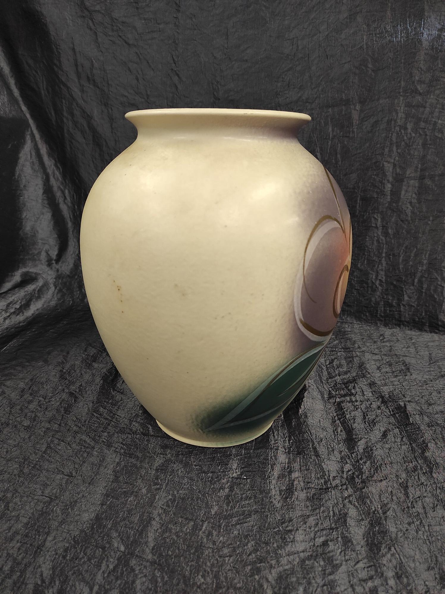 Vintage Keramik Vase Braun Weiß 2