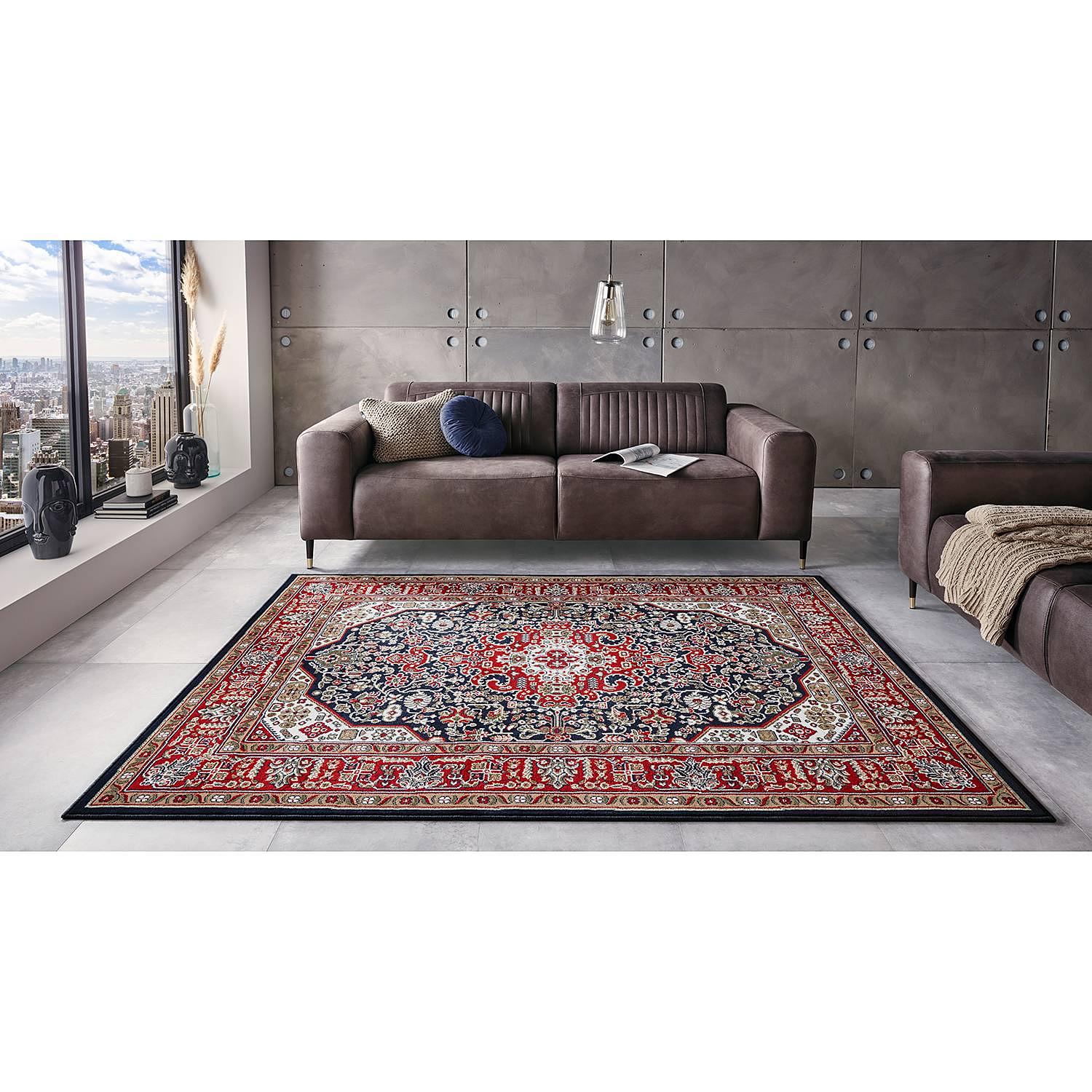 Short pile rug Skazar Isfahan Navy blue 80 x 150 cm 2