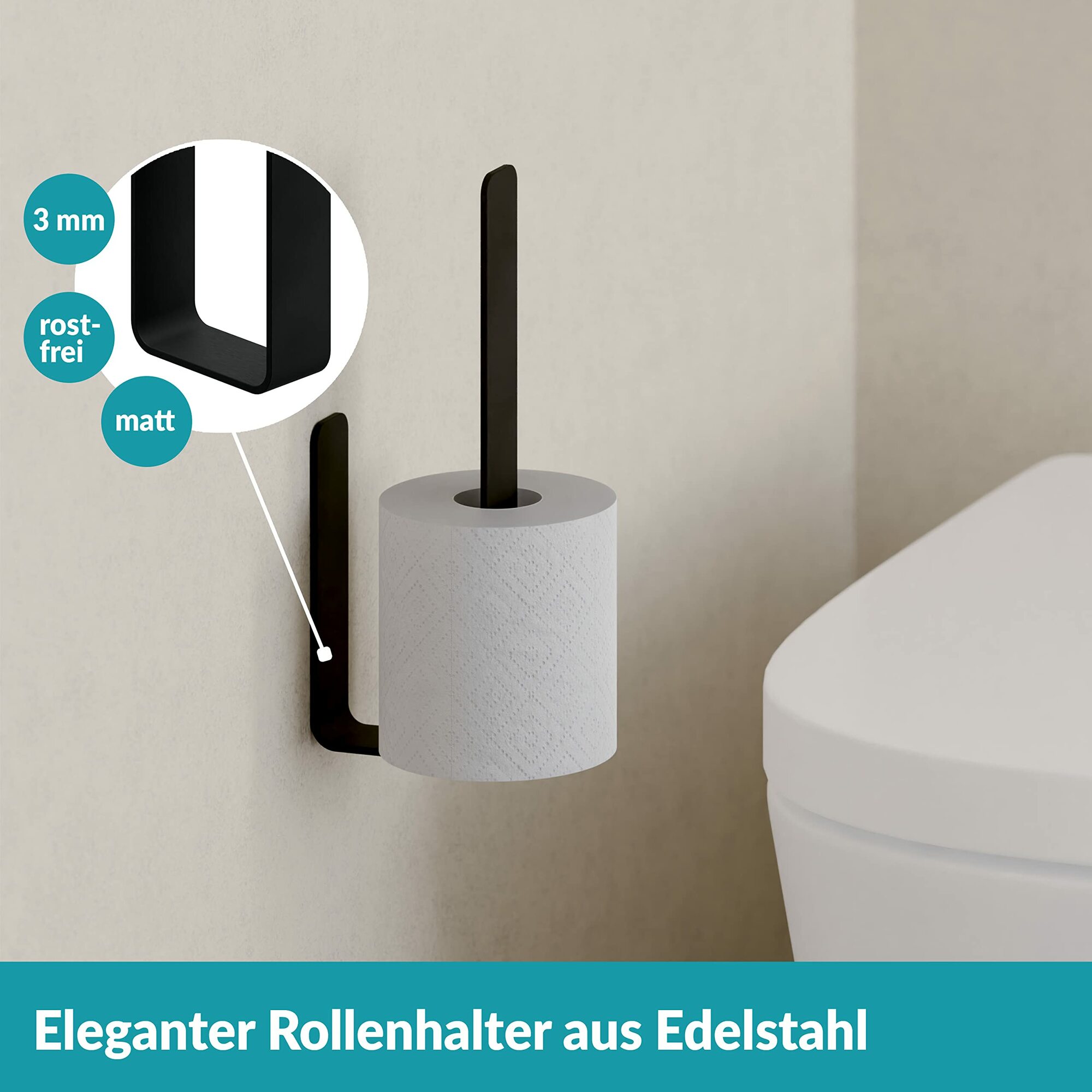 WC-Ersatzrollenhalter Edelstahl Schwarz 7