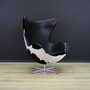 Egg Sessel Leder Arne Jacobsen Weiß Schwarz  3