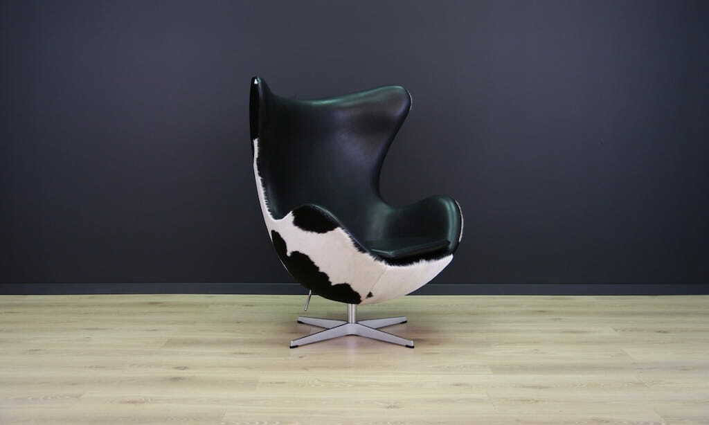 Egg Sessel Leder Arne Jacobsen Weiß Schwarz  3