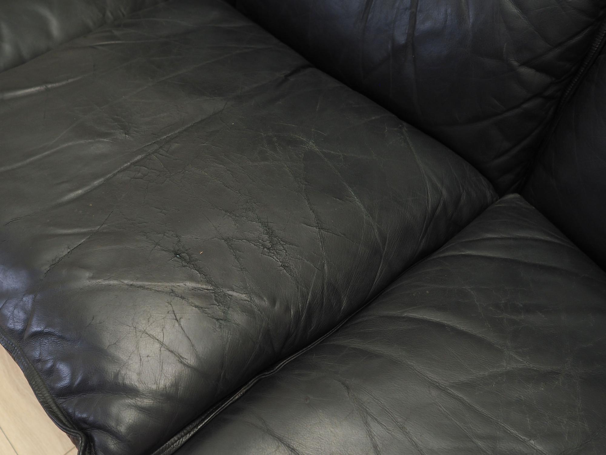 Modular sofa leather black 1960s 5