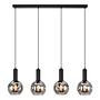 4-Light Ardeno Pendant Light Cast Iron Smoked Glass Black 4