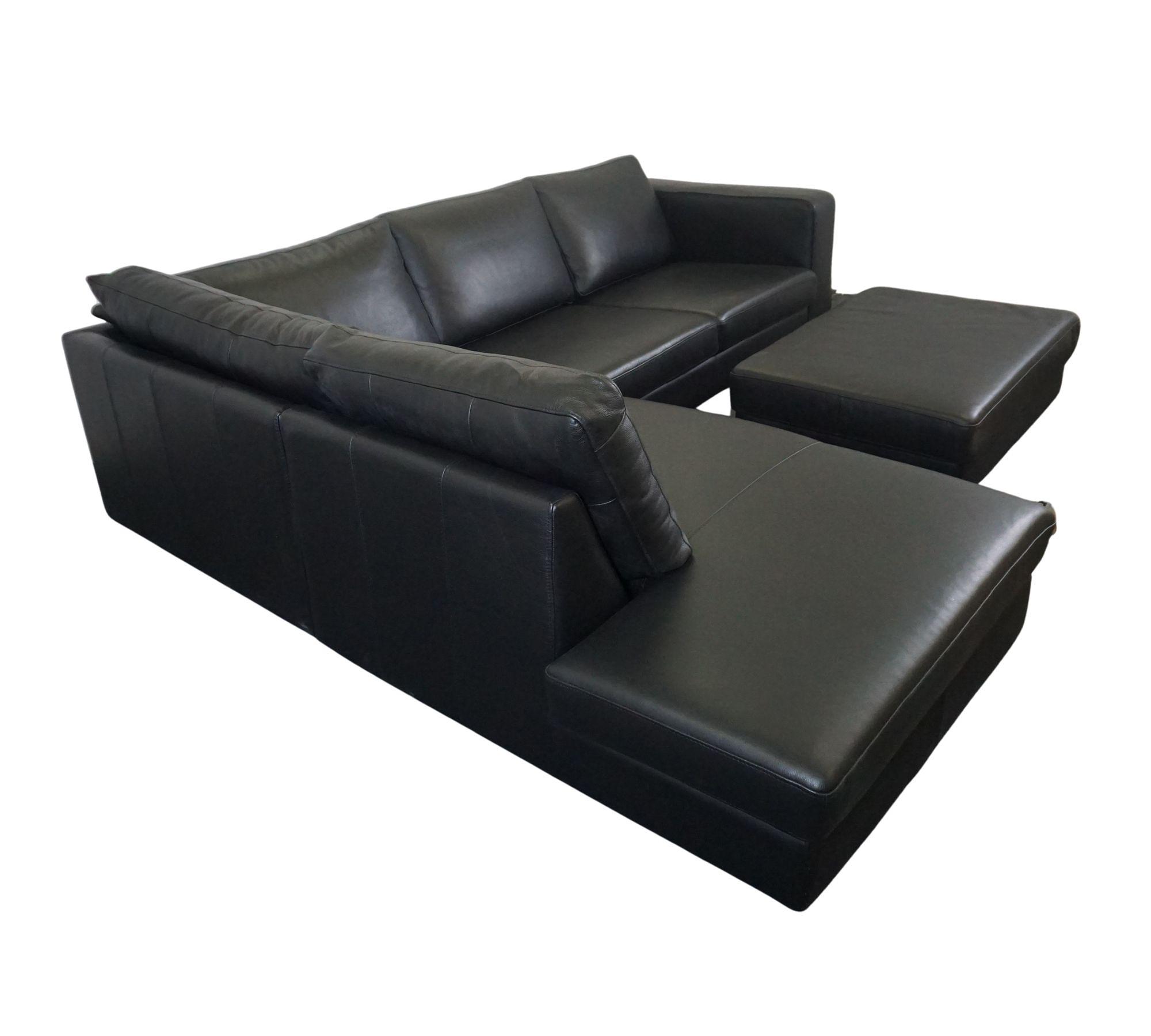 Indivi Ecksofa mit Ruhemodul & Hocker Salto-Leder Schwarz 4