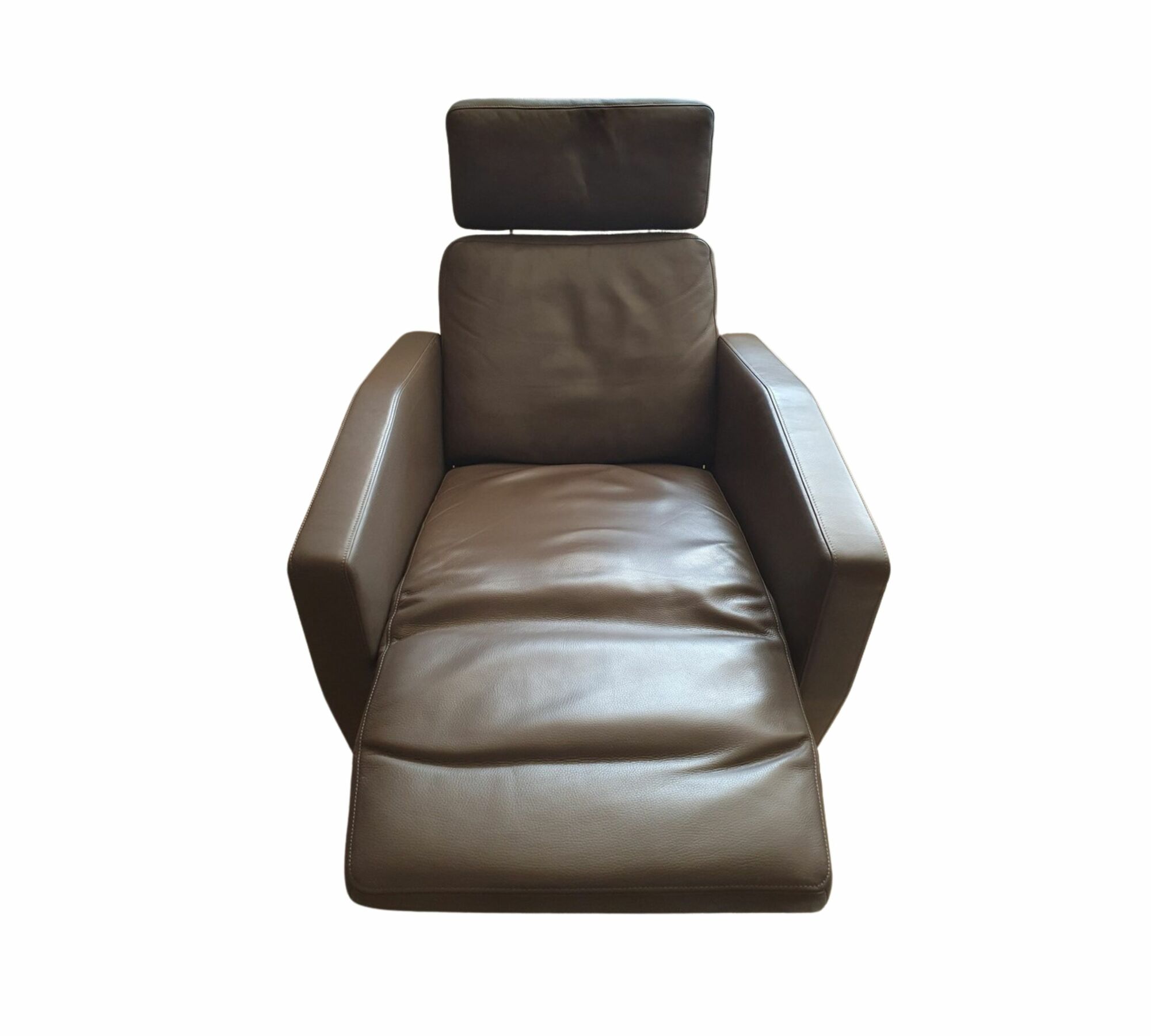 Lenis Sessel mit Relaxfunktion Leder Chrom Braun 1