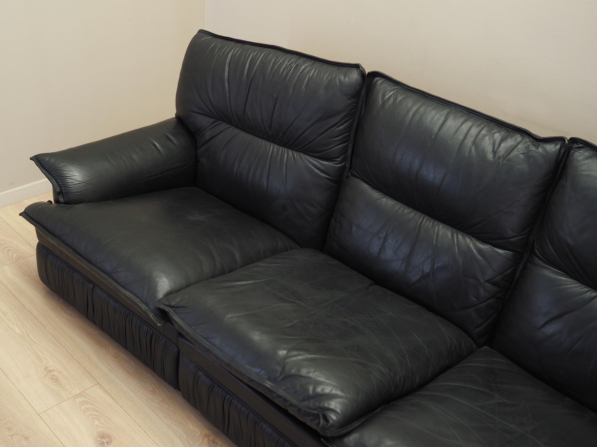 Modular sofa leather black 1960s 2
