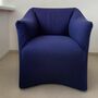 Ess Sessel mit Rollen Baumwolle Holz Blau 4