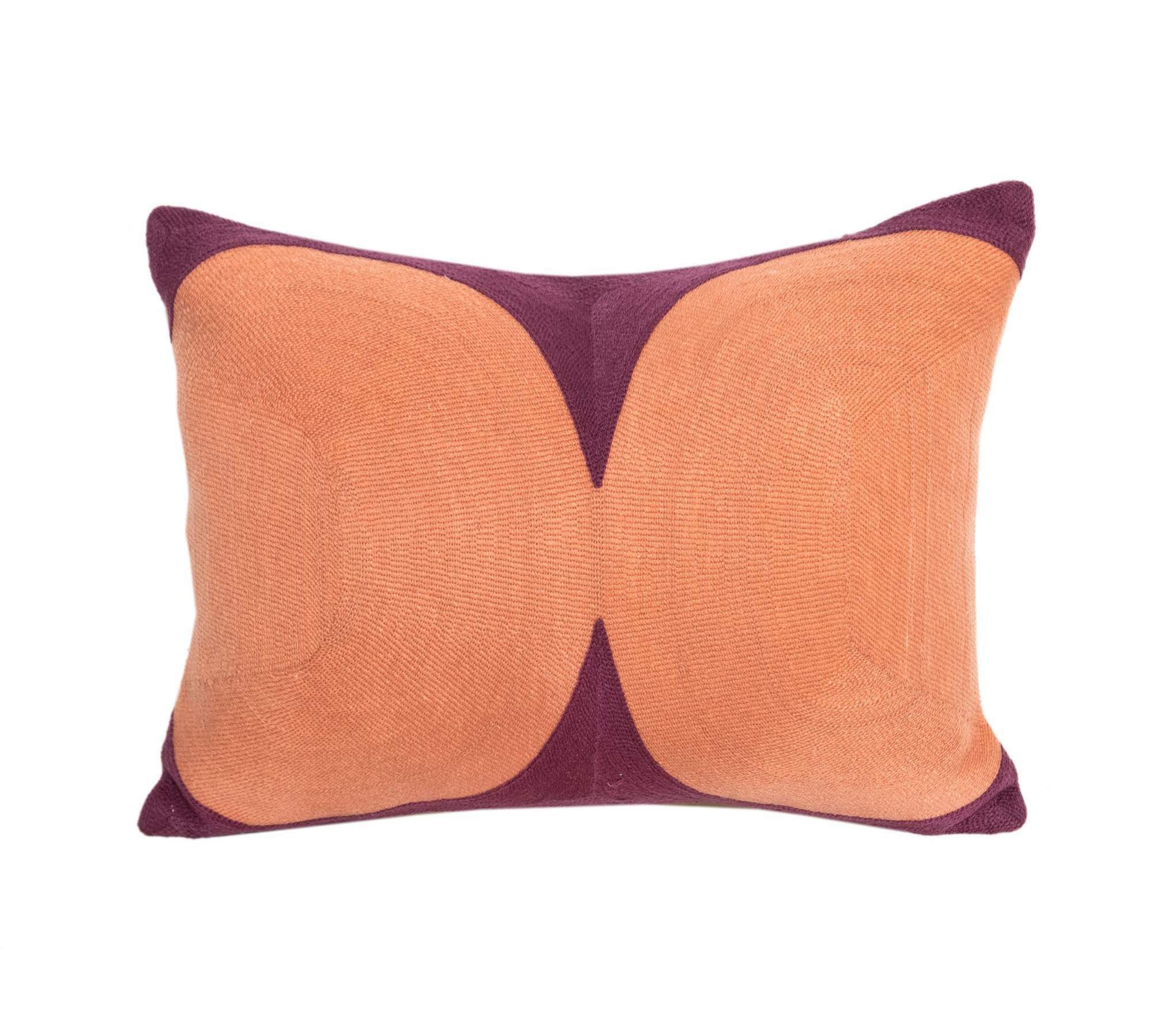 Embroidered cotton pillow with feather filling Purple Coral 0