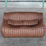 Sandra Divano 2 posti pelle liscia Folk Brown 0