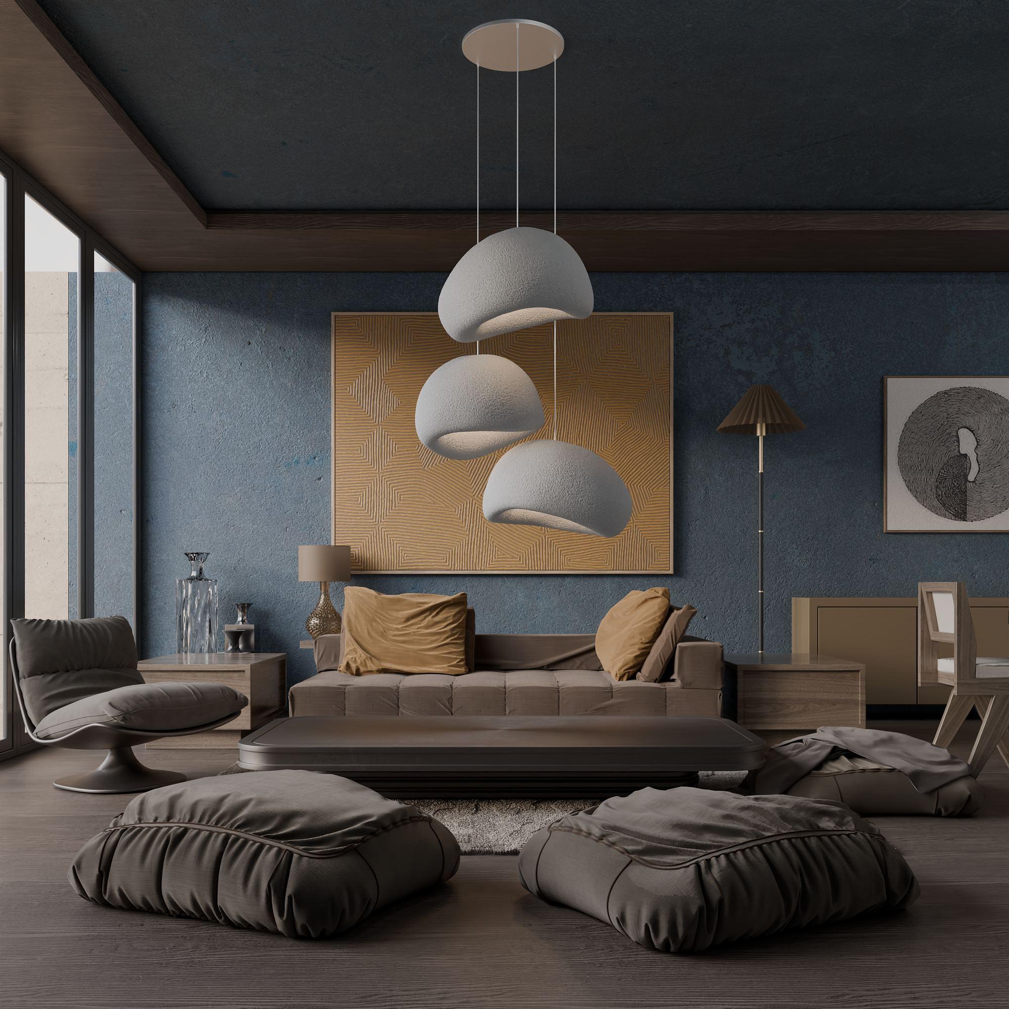 3-Flammig Wabi Sabi Nami Pendelleuchte Beton Grau 4