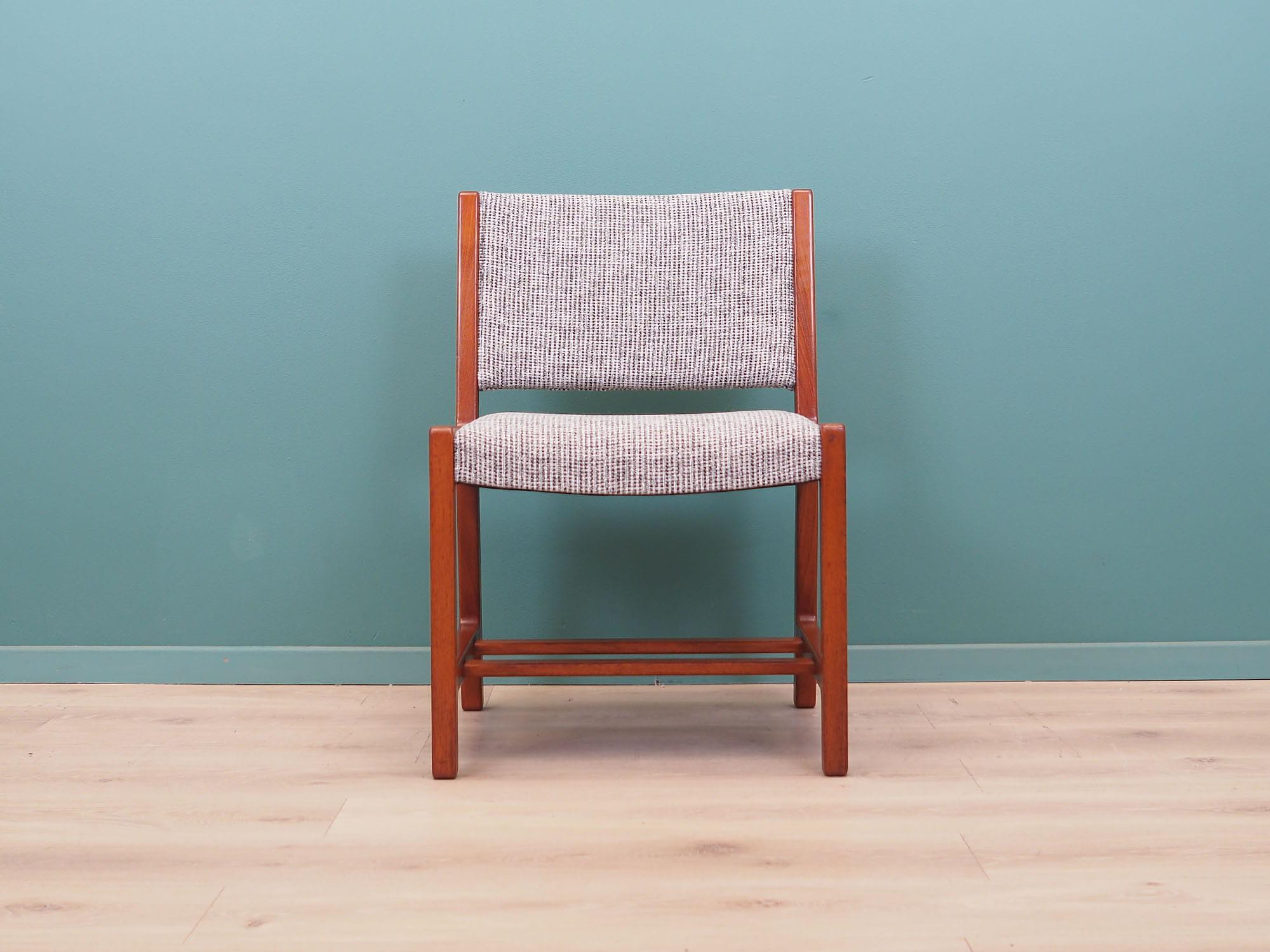 5x Vintage Chair Teak Wood Textile Grey 1970s 14