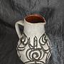 Vintage Keramik Vase Weiß Schwarz 3