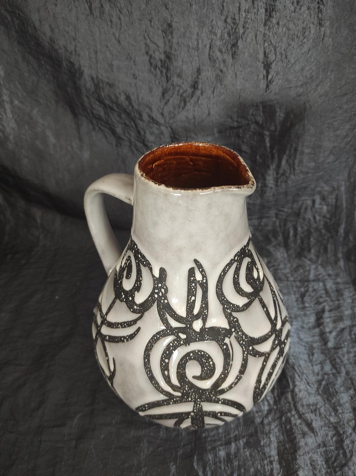 Vintage Keramik Vase Weiß Schwarz 3