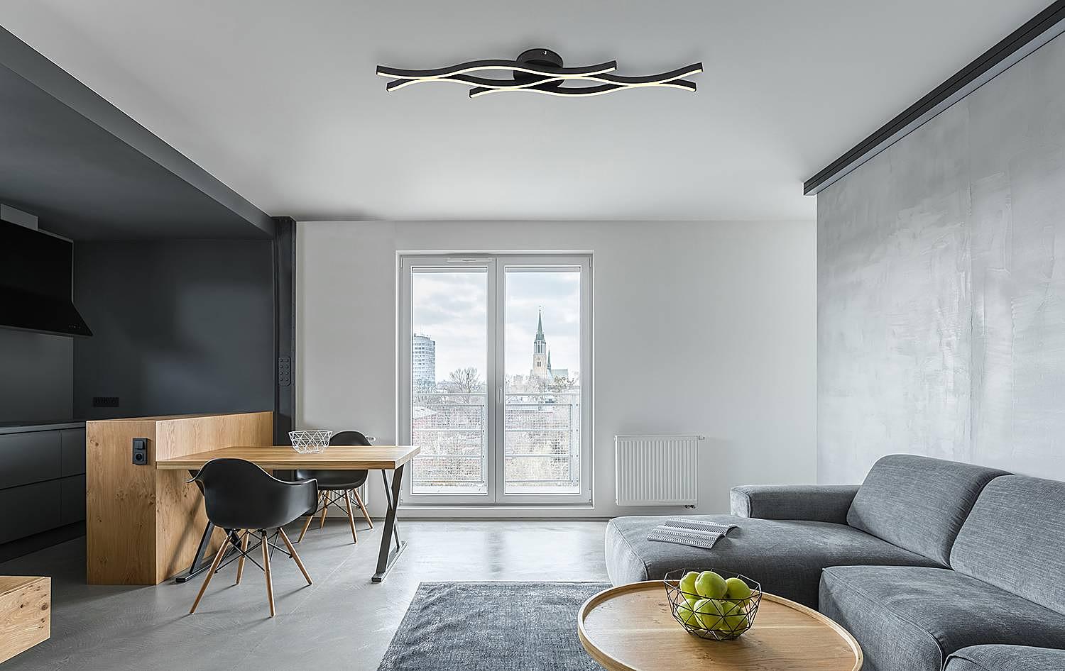 1-Flammig Geronimo Deckenleuchte Aluminium Acrylglas Schwarz 2