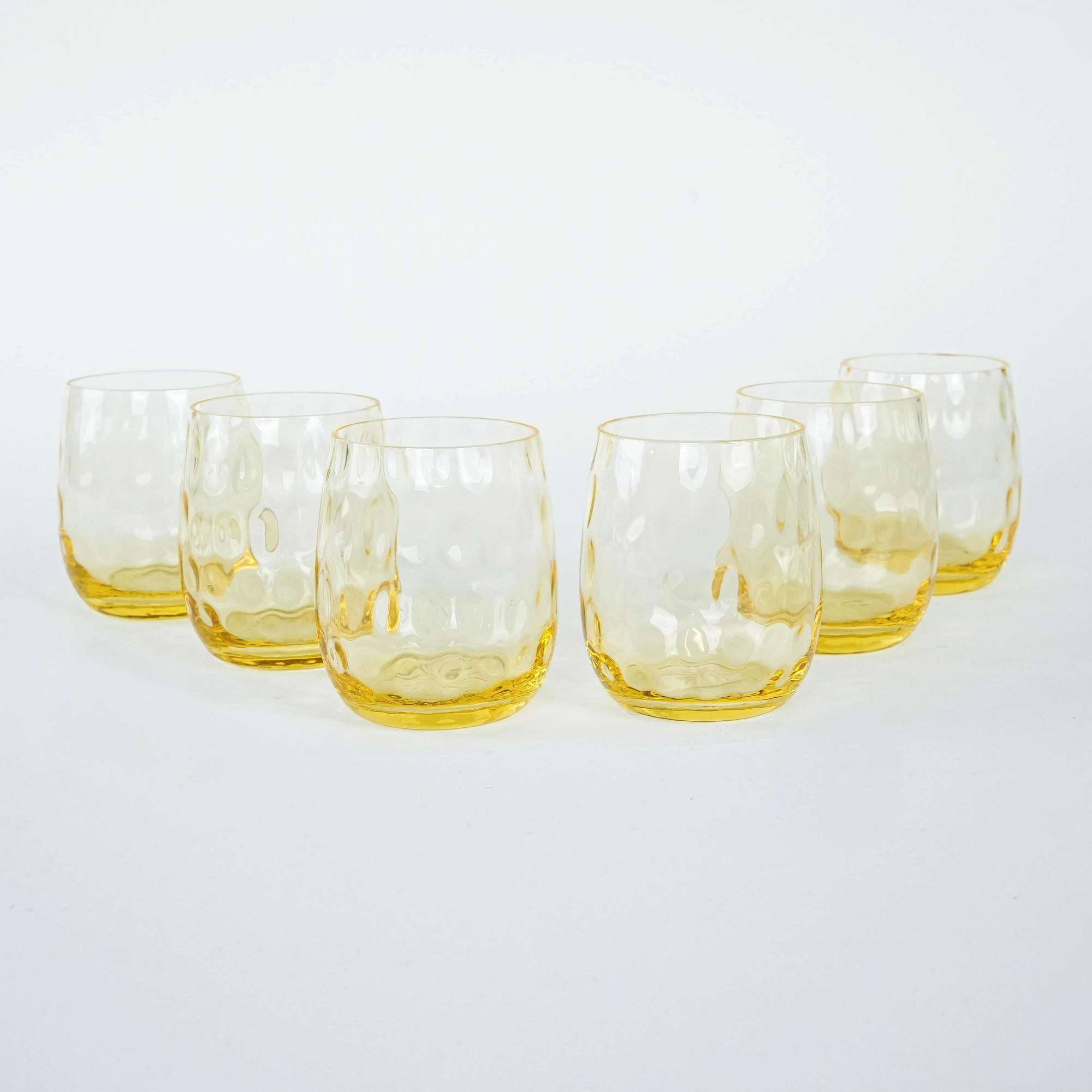 Glass Set 6-Piece Yellow Transparent 1970s 1