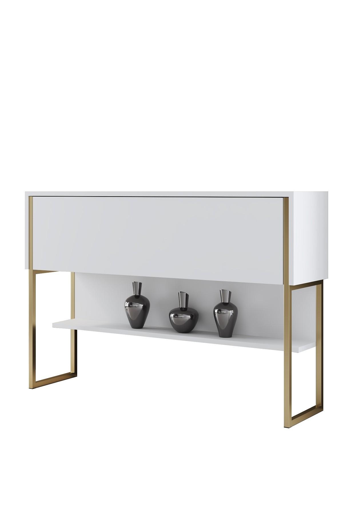 Luxe Sideboard Holzfurnier Gold Weiß 7