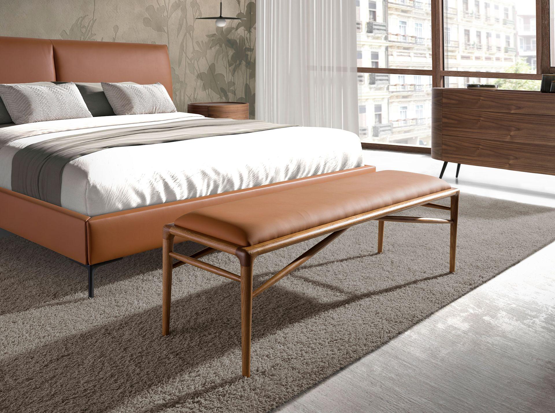 Panca in ecopelle marrone 2