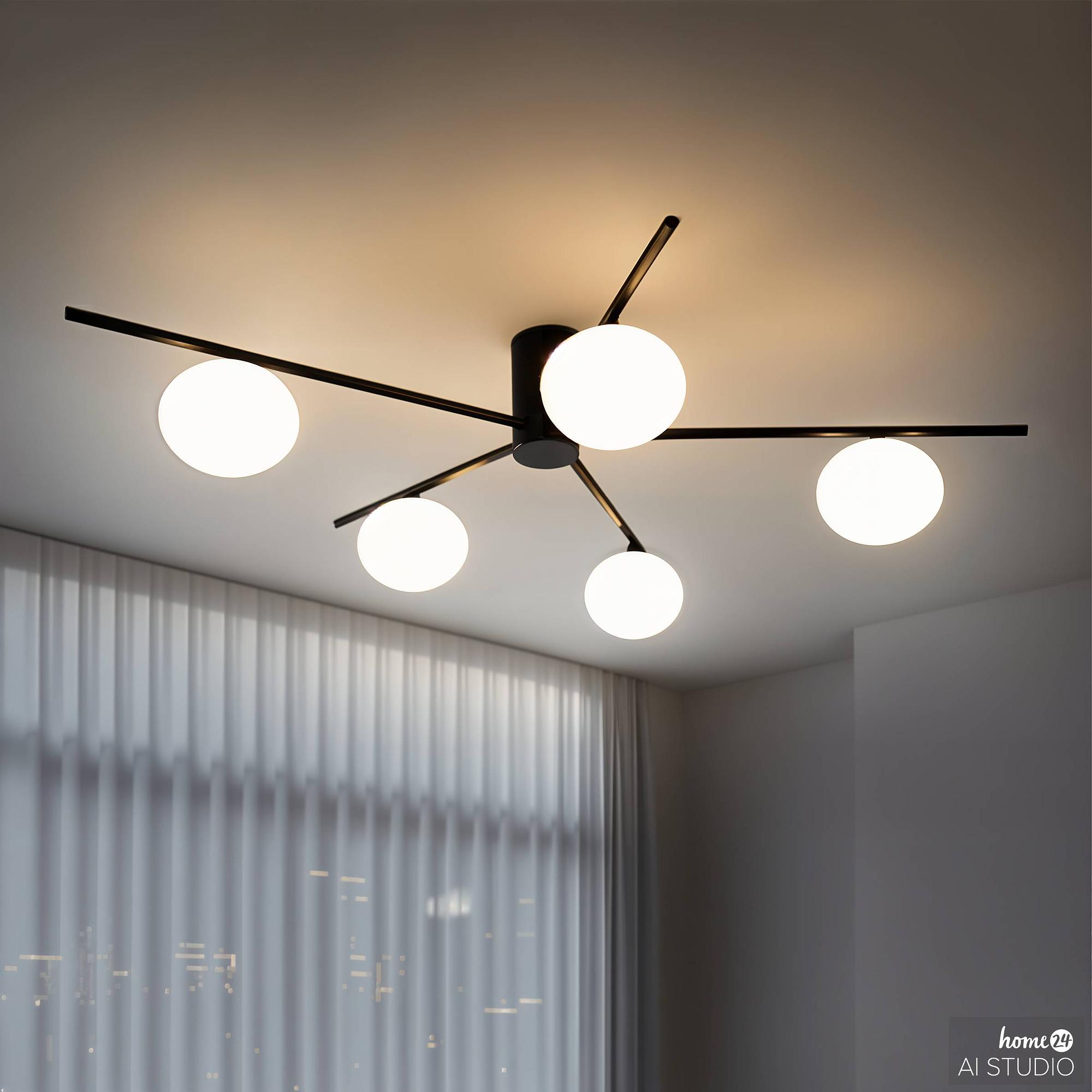 5-Flammig Rei Deckenleuchte Eisen Schwarz 4