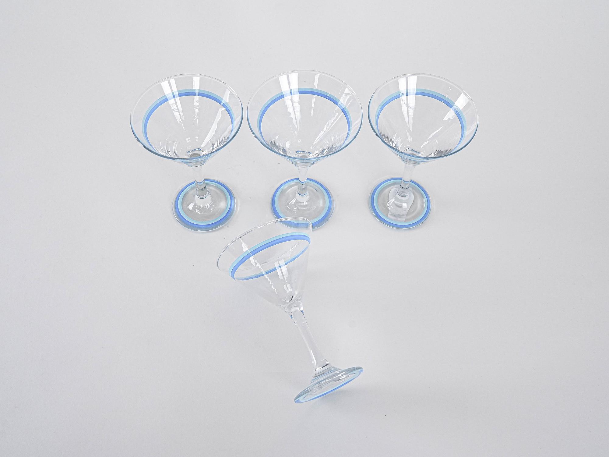 4x Martini Glasses Blue 5