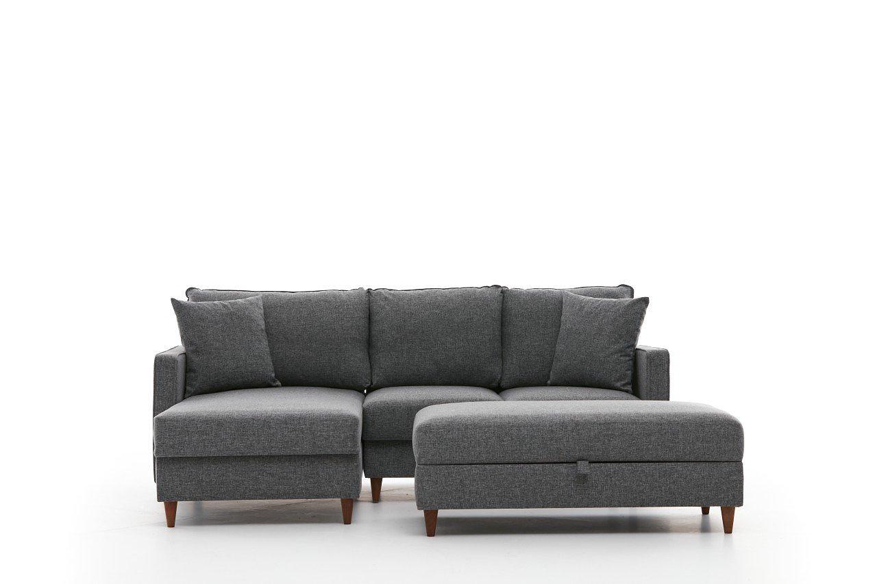 Eva Sofa Récamiere Links mit Hocker Grau 4