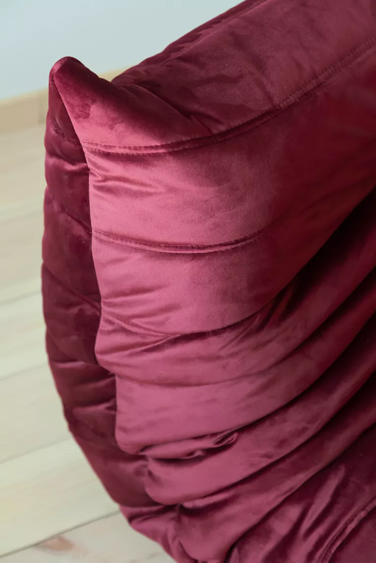 Togo Corner Sofa Velvet Burgundy 8