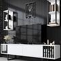 Chrome Line TV cabinet Wood veneer White Black 1