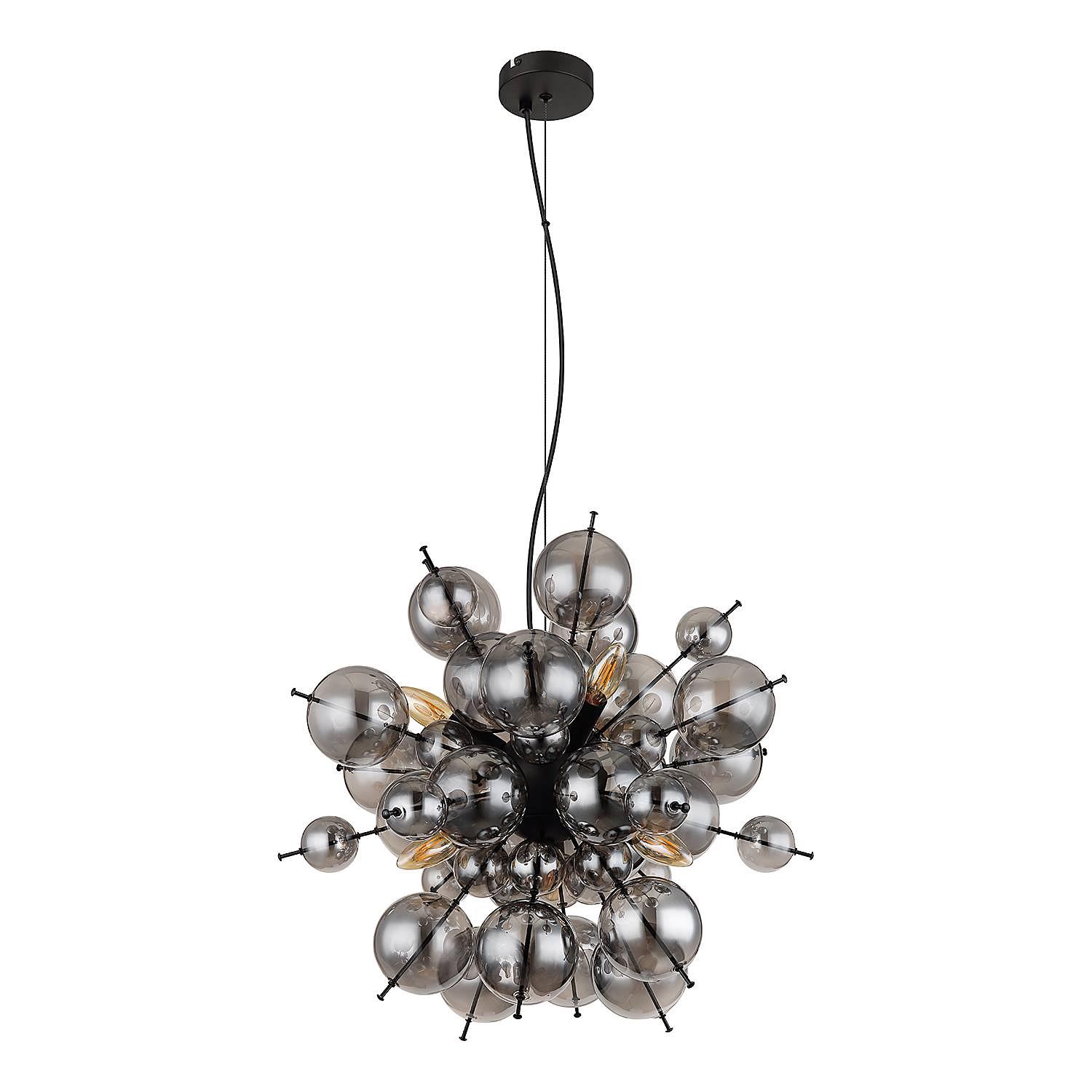 6-flame pendant lamp Udo colored glass iron black 4
