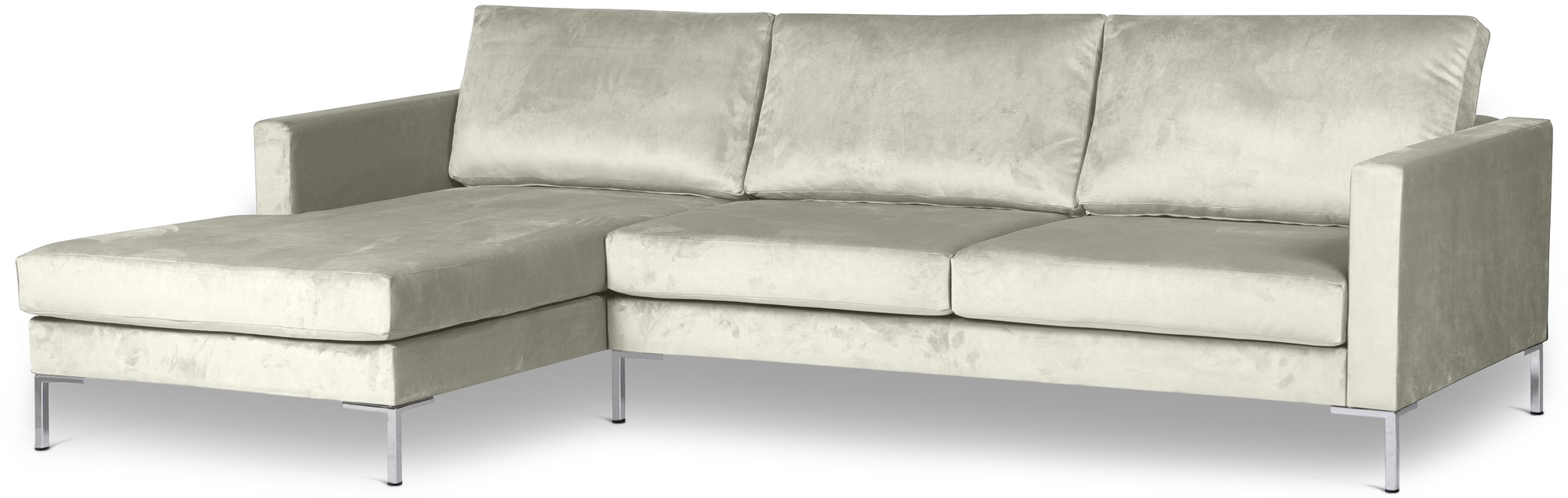 Portobello Sofa Récamiere Links Samt Metall Creme 0