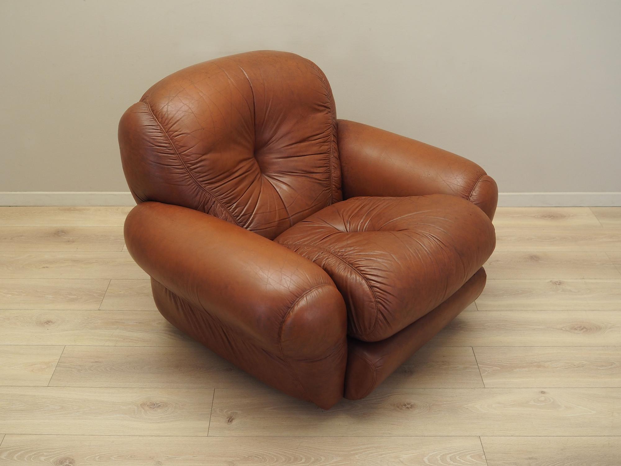 Sessel Leder Braun 1970er Jahre 8