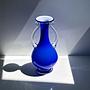 Vintage Blumenvase Milchglas Kobaltblau 1980er Jahre 3