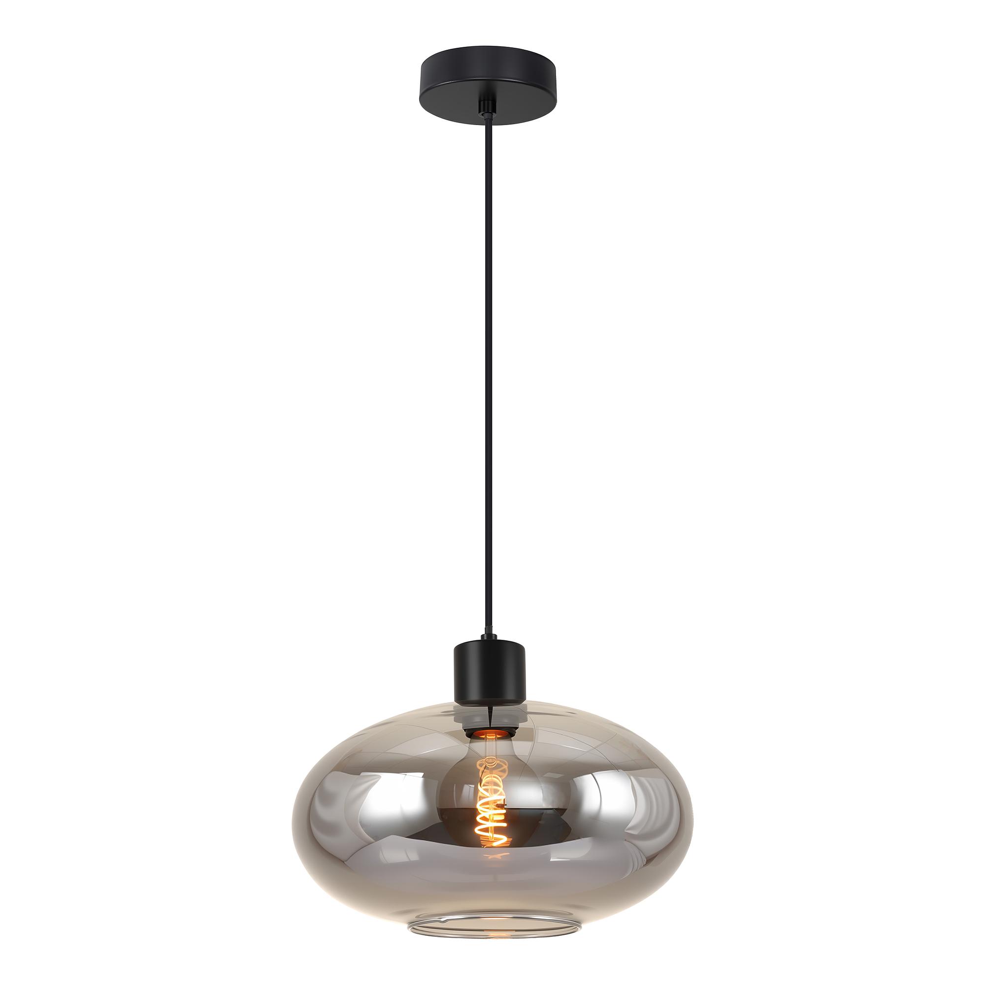 1-Light Laport Pendant Light Cast Iron Smoked Glass 4