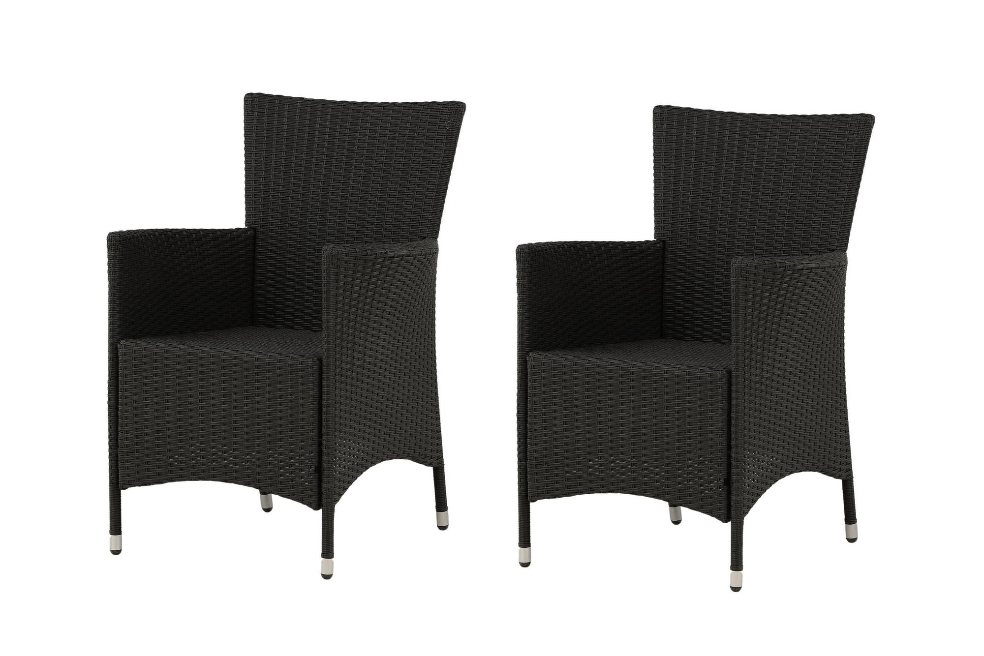 2x Knick Armstuhle Stapelbar Polyrattan Schwarz 0