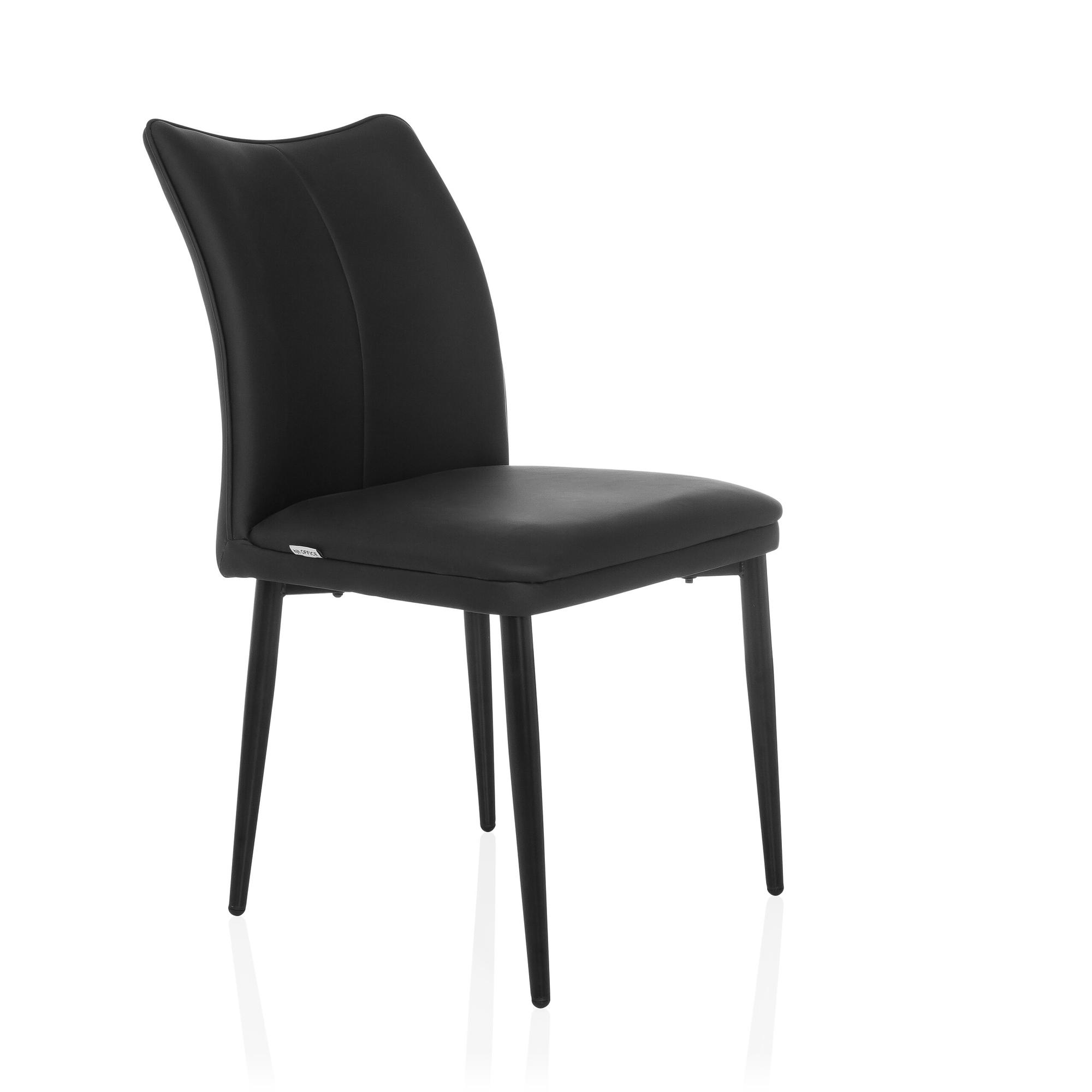 VISETO Sedia da pranzo ecopelle nero 5