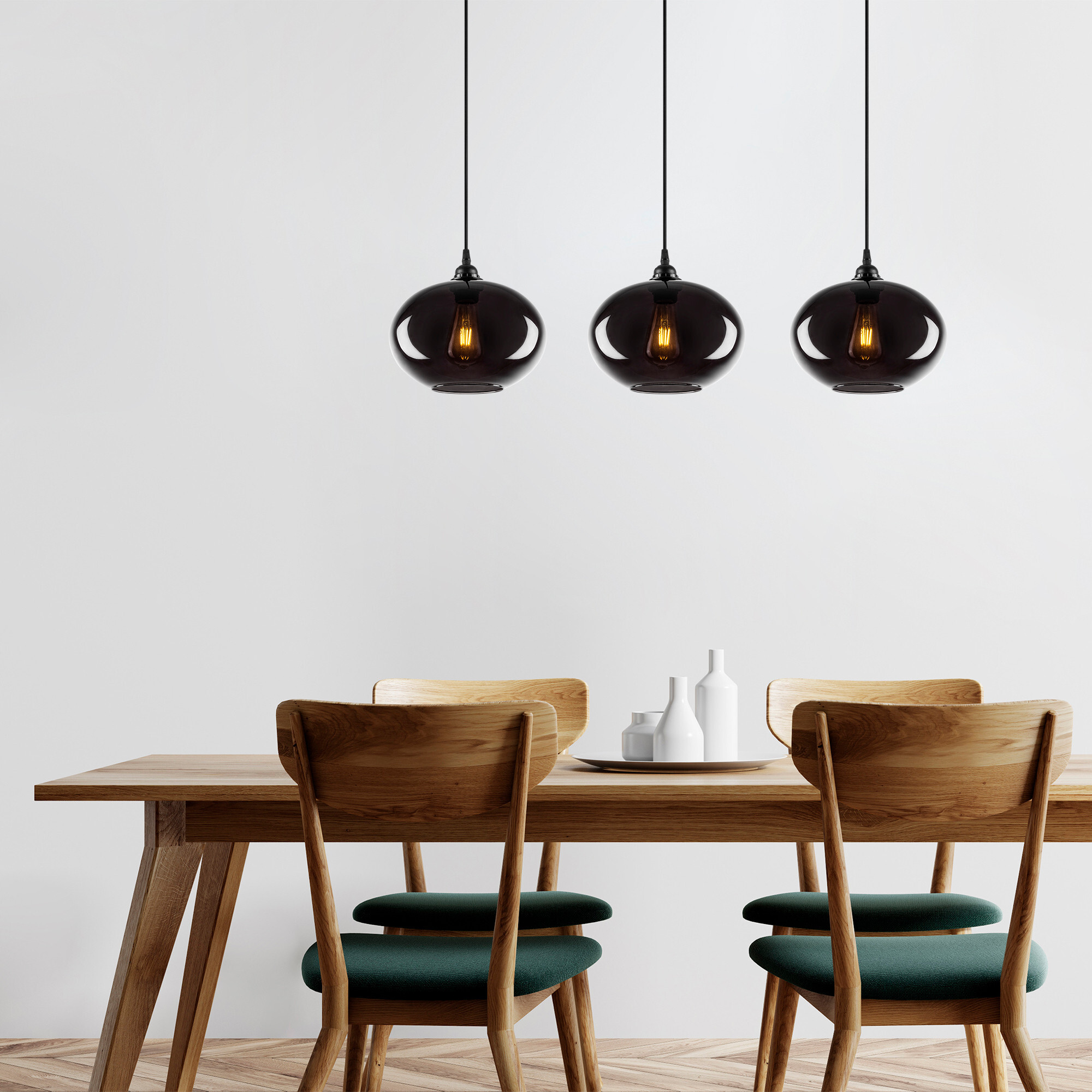 Pendant lamp 3 elements metal smoke-colored 1