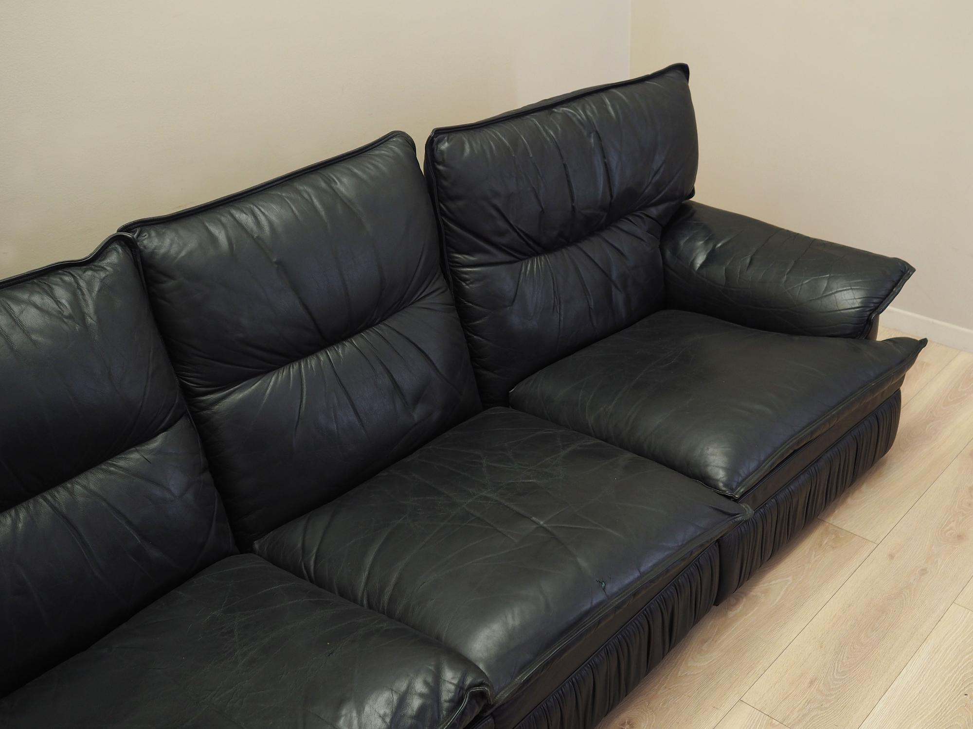 Modular sofa leather black 1960s 3