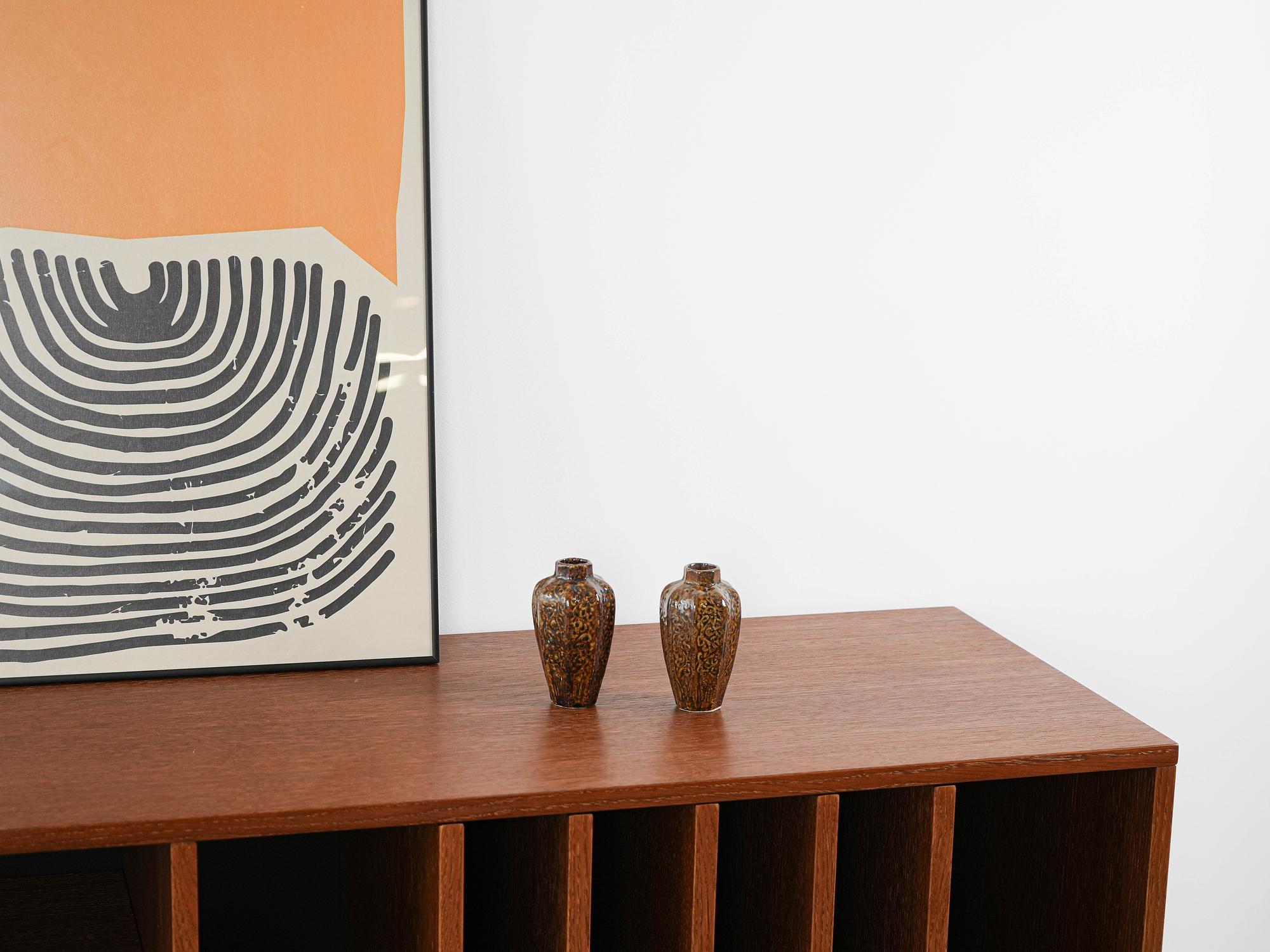 Ceramic Vases Brown Set of 2 1960s 1