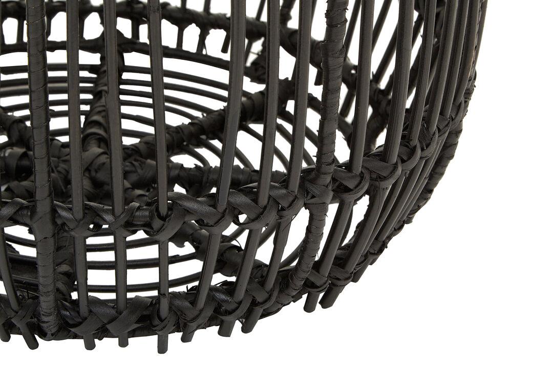 Arles Runder Hocker-Tisch Rattan Holz Schwarz 5