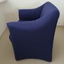 Ess Sessel mit Rollen Baumwolle Holz Blau 2