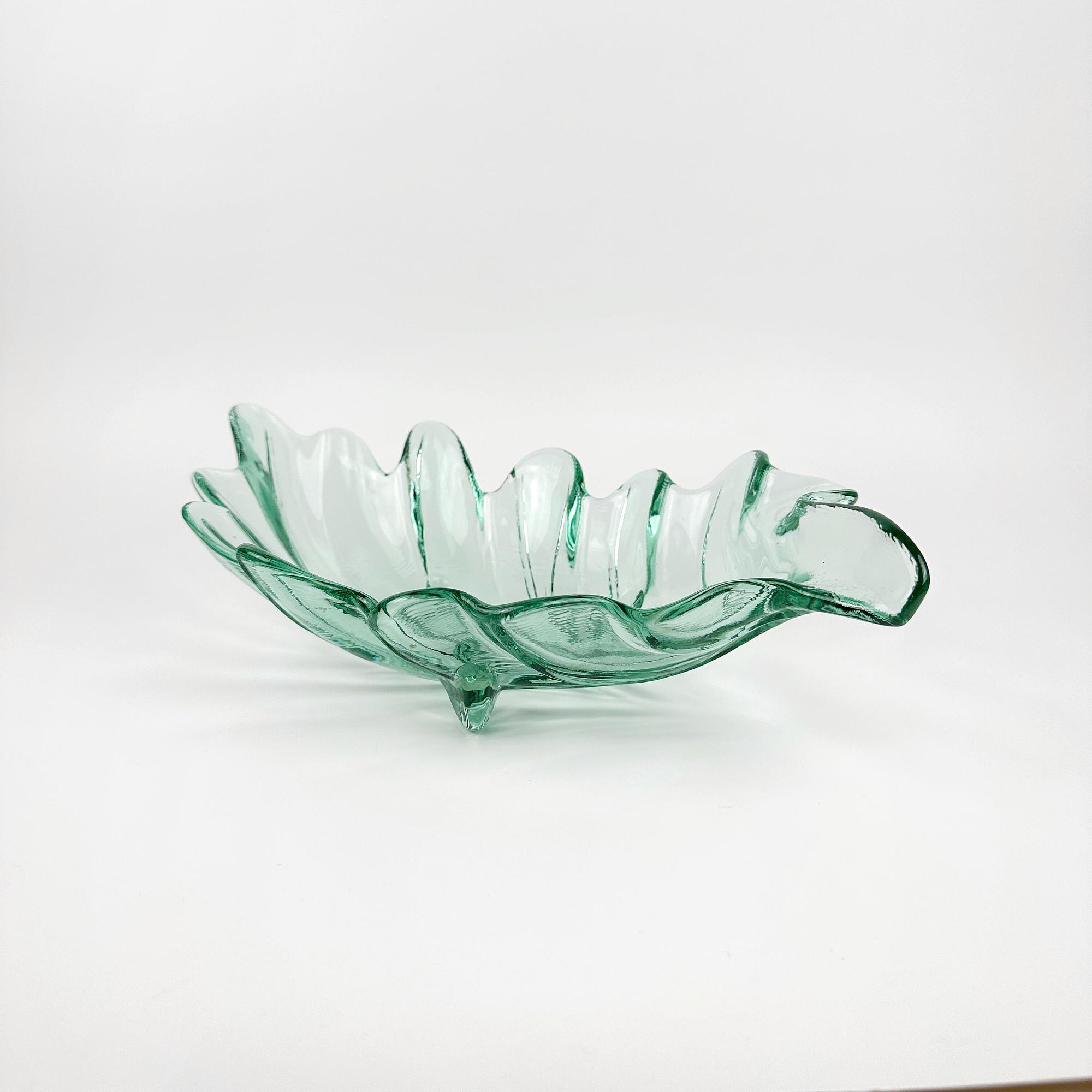 Vintage bowl pressed glass green 1980s 2