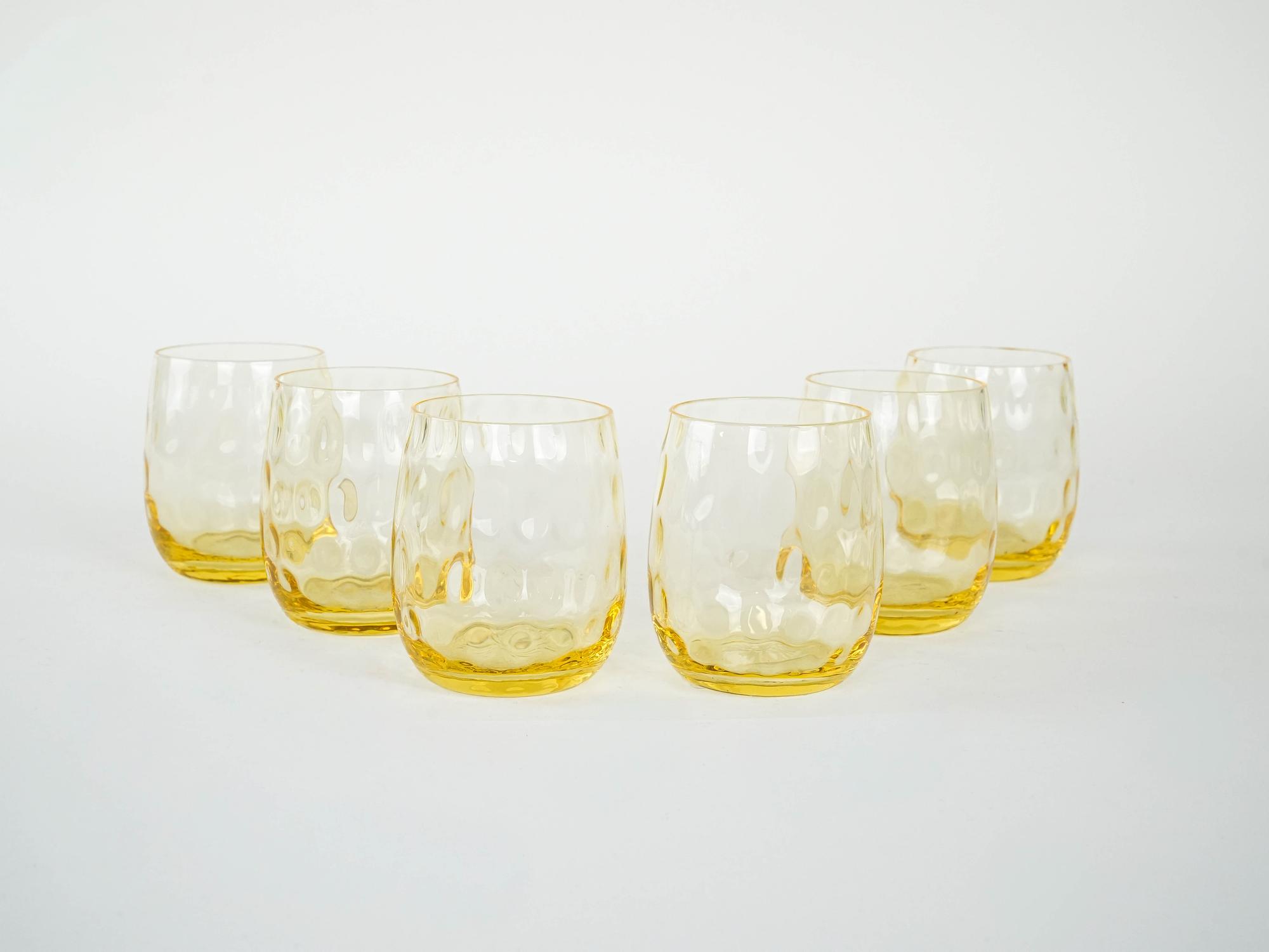 Glass Set 6-Piece Yellow Transparent 1970s 3