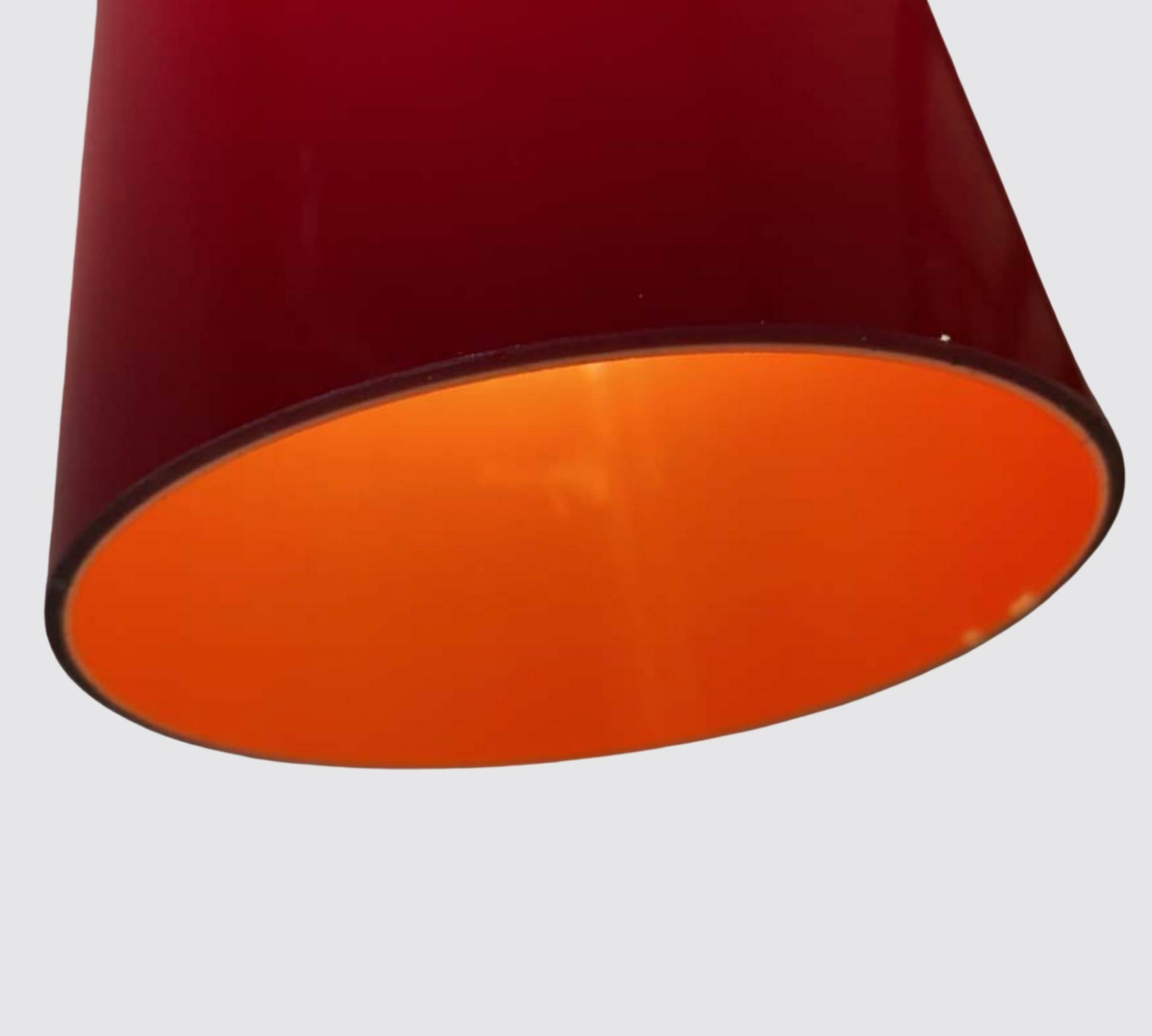Zyliner-Hängeleuchte Glas Rot 1960er 4