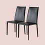2x Esszimmerstuhl recyceltes Leder Schwarz 0