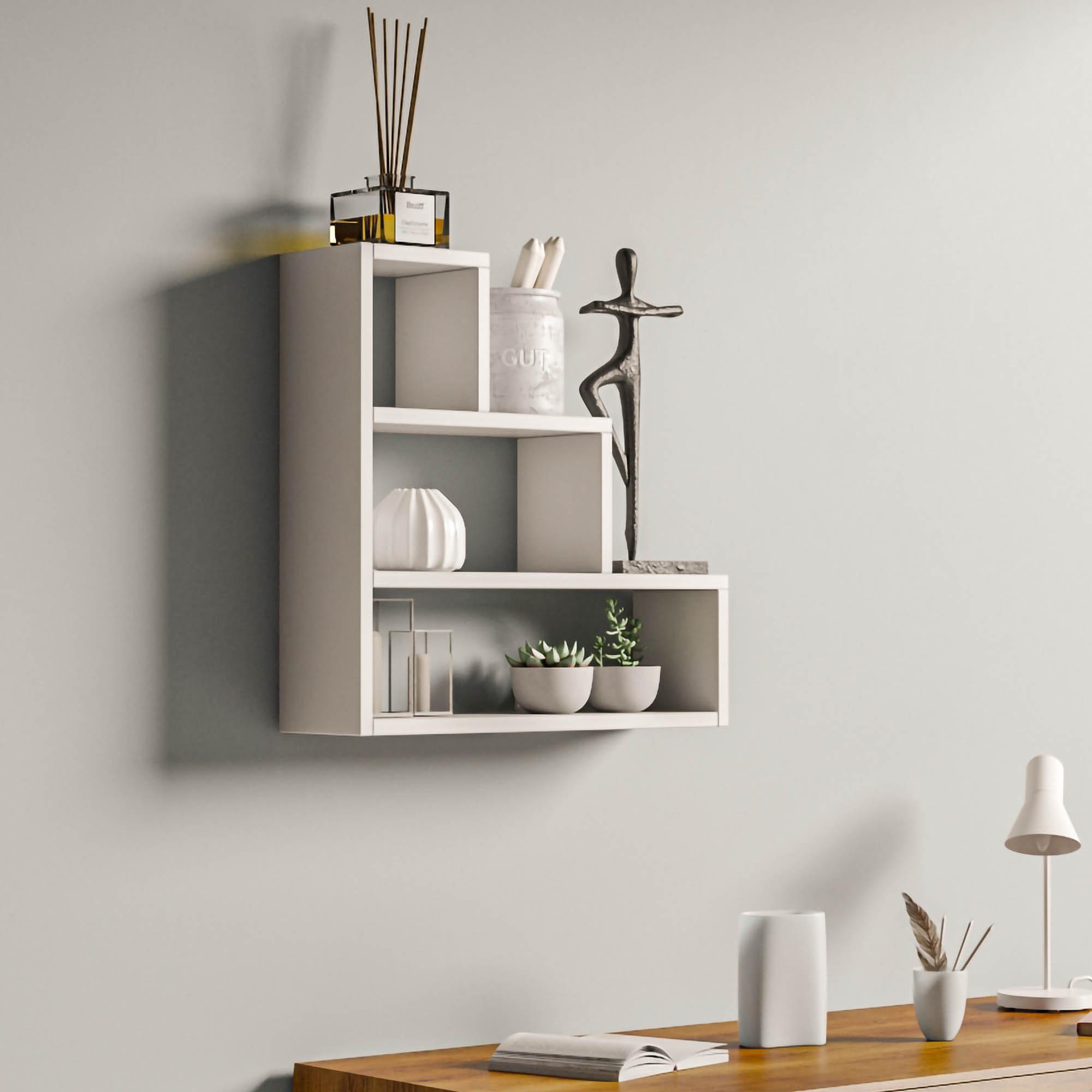 Pyramid Wall Shelf Wood Veneer White 0