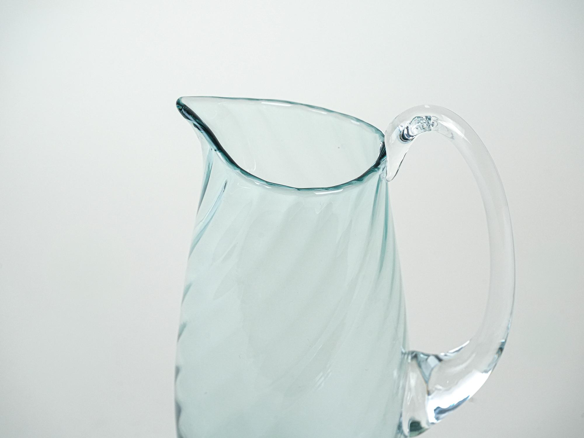 Glass jug Light blue 1970s 4