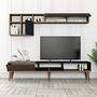 Milan Lowboard with Wall Shelf Walnut Brown Anthracite 1
