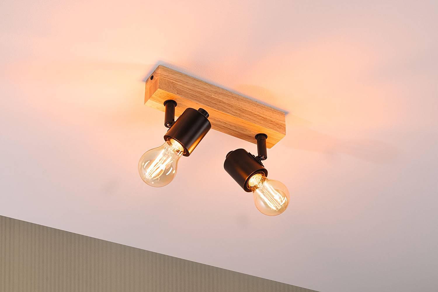 2-Flammig Arvid Deckenleuchte Aluminium Holzwerkstoff Schwarz 2