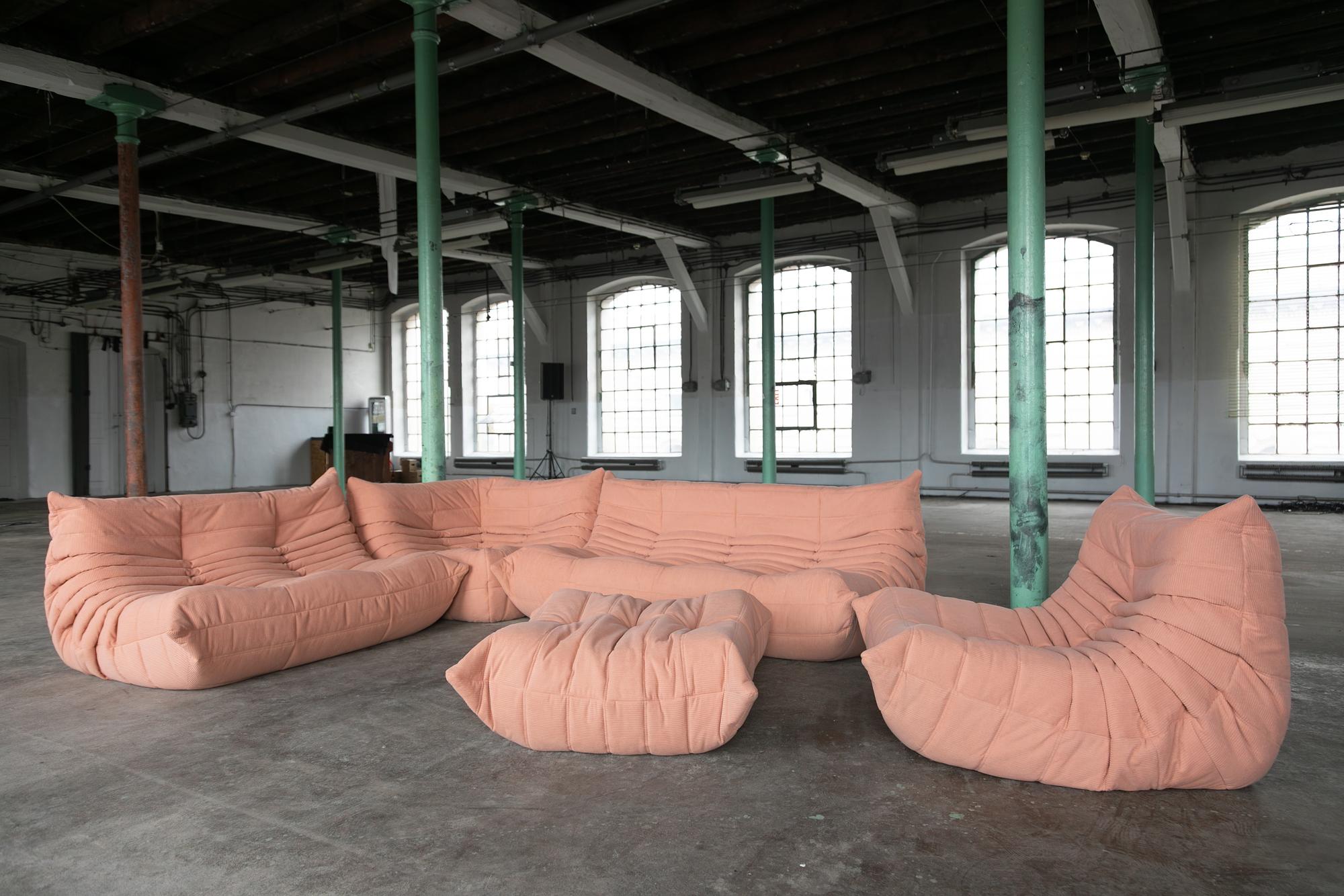 Togo Lounge-Set 5-teilig Cord Rosa 1