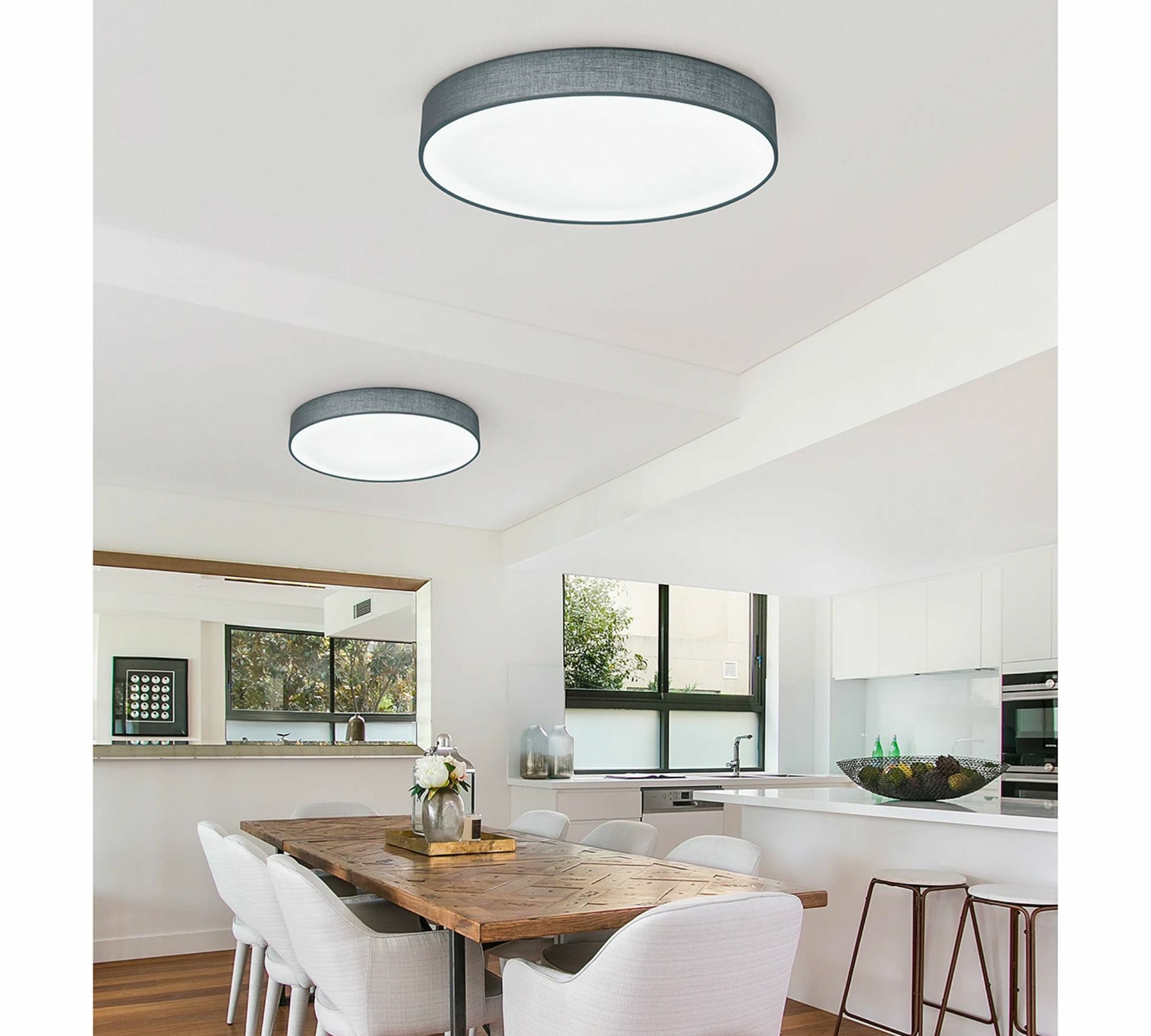 LED Ceiling light 1-flame Mixed fabric Metal Gray 1
