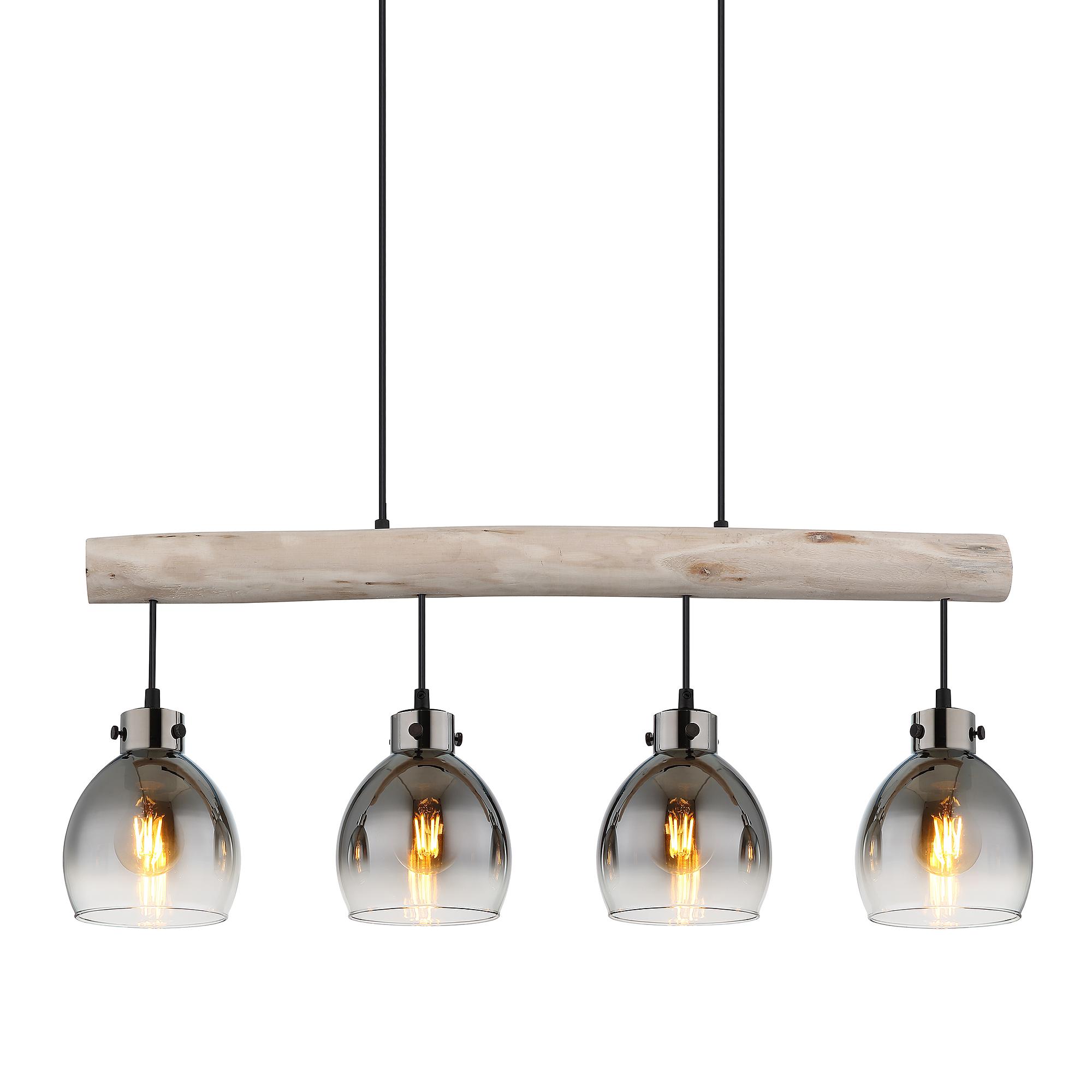 4-Burner Ryan Type A Pendant Lamp Smoked Glass Iron 1
