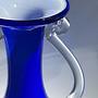 Vintage Blumenvase Milchglas Kobaltblau 1980er Jahre 2